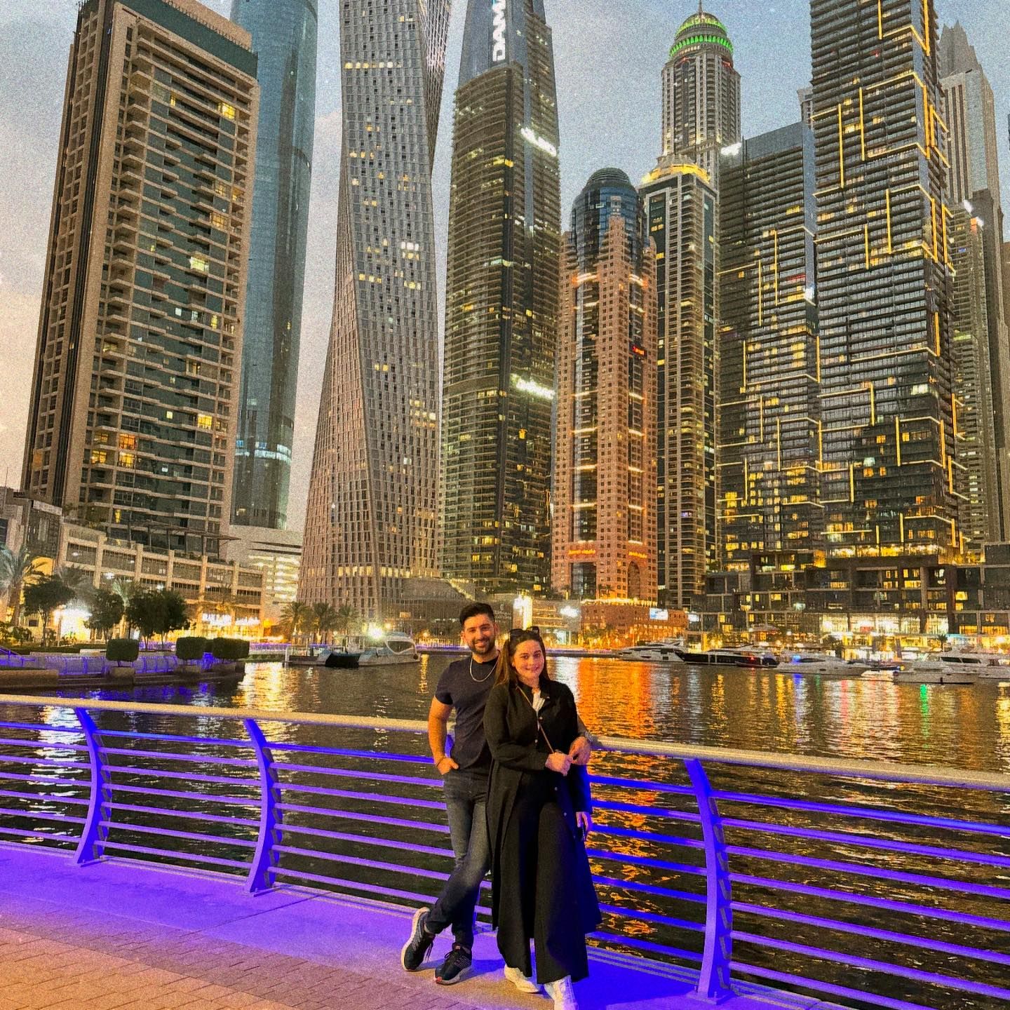 New Pictures Of Aiman Khan & Muneeb Butt From Baku & Dubai