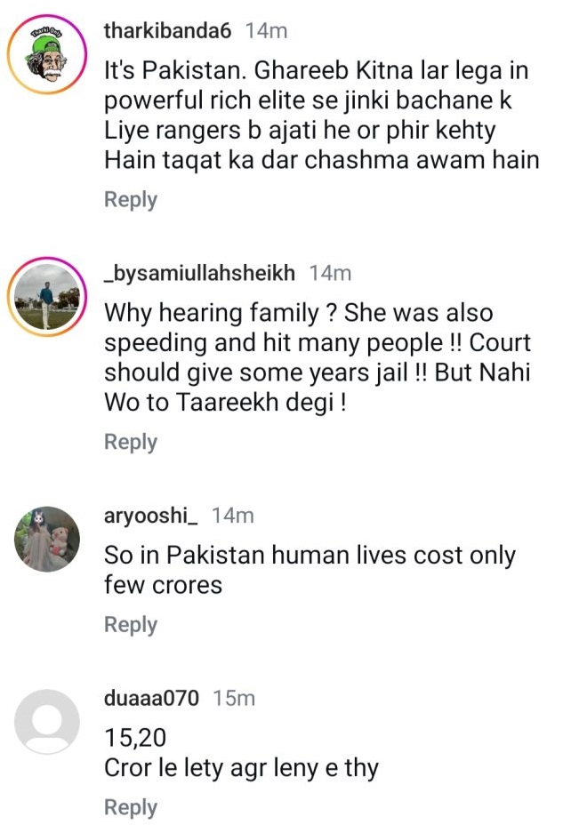 The Public Responds to The Family of Karsaz Victims' Out of Court Settlement with Natasha
