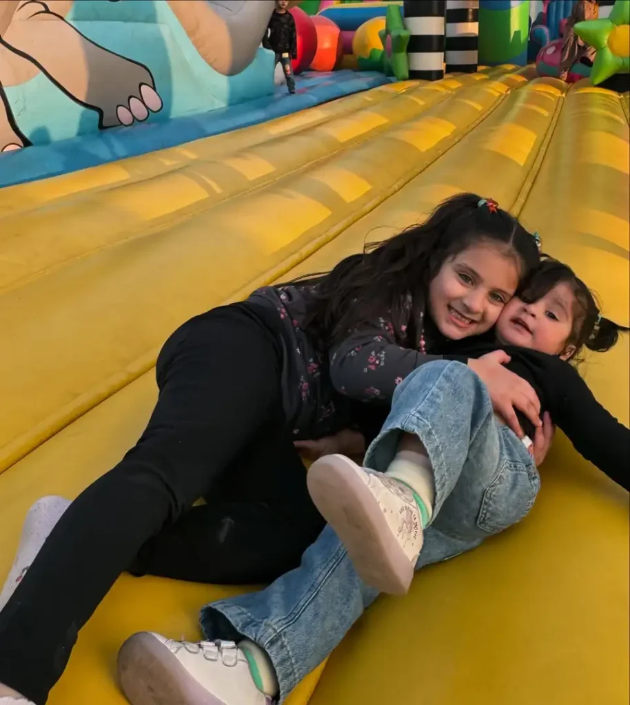 Pictures Of Aiman Khan With Her Jumbo Jump Daughters