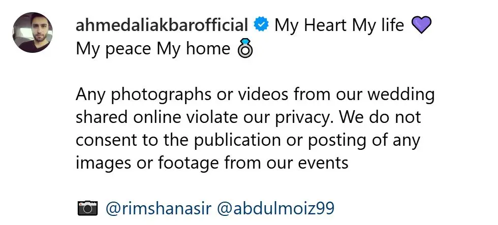 Ahmed Ali Akbar Faces Backlash for Requesting Privacy for Wedding Pictures