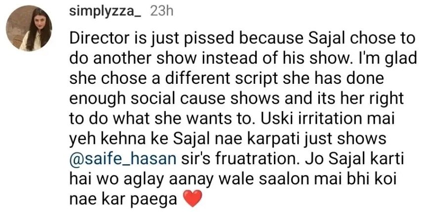Saife Hasan's Sehar Khan & Sajal Aly Comparison Is Questioned