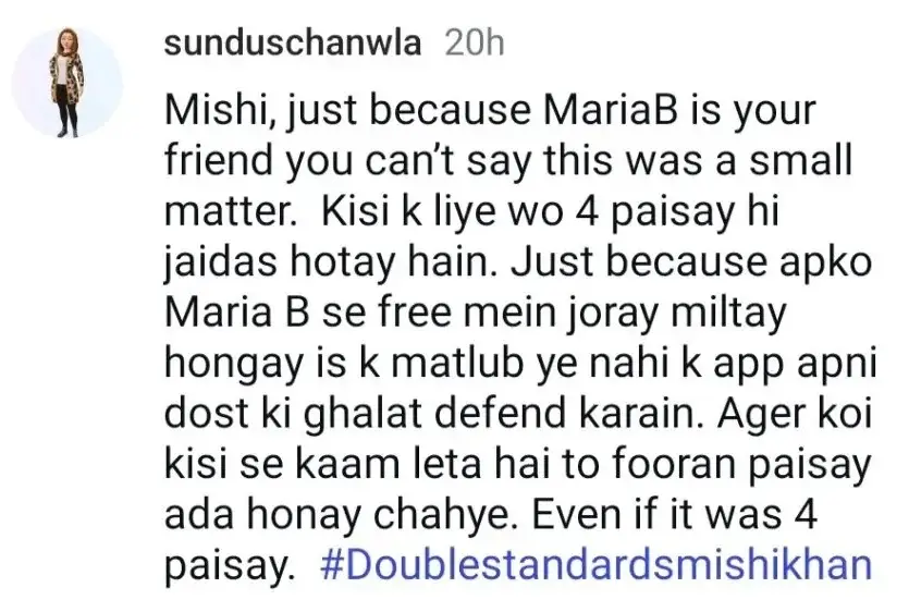 Mishi Khan Faces Backlash for Supporting Maria B